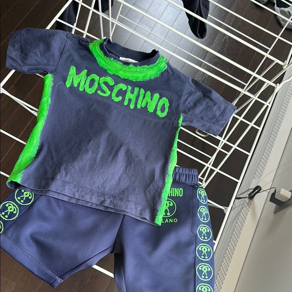 Moschino Kids Navy and Green Matching Set